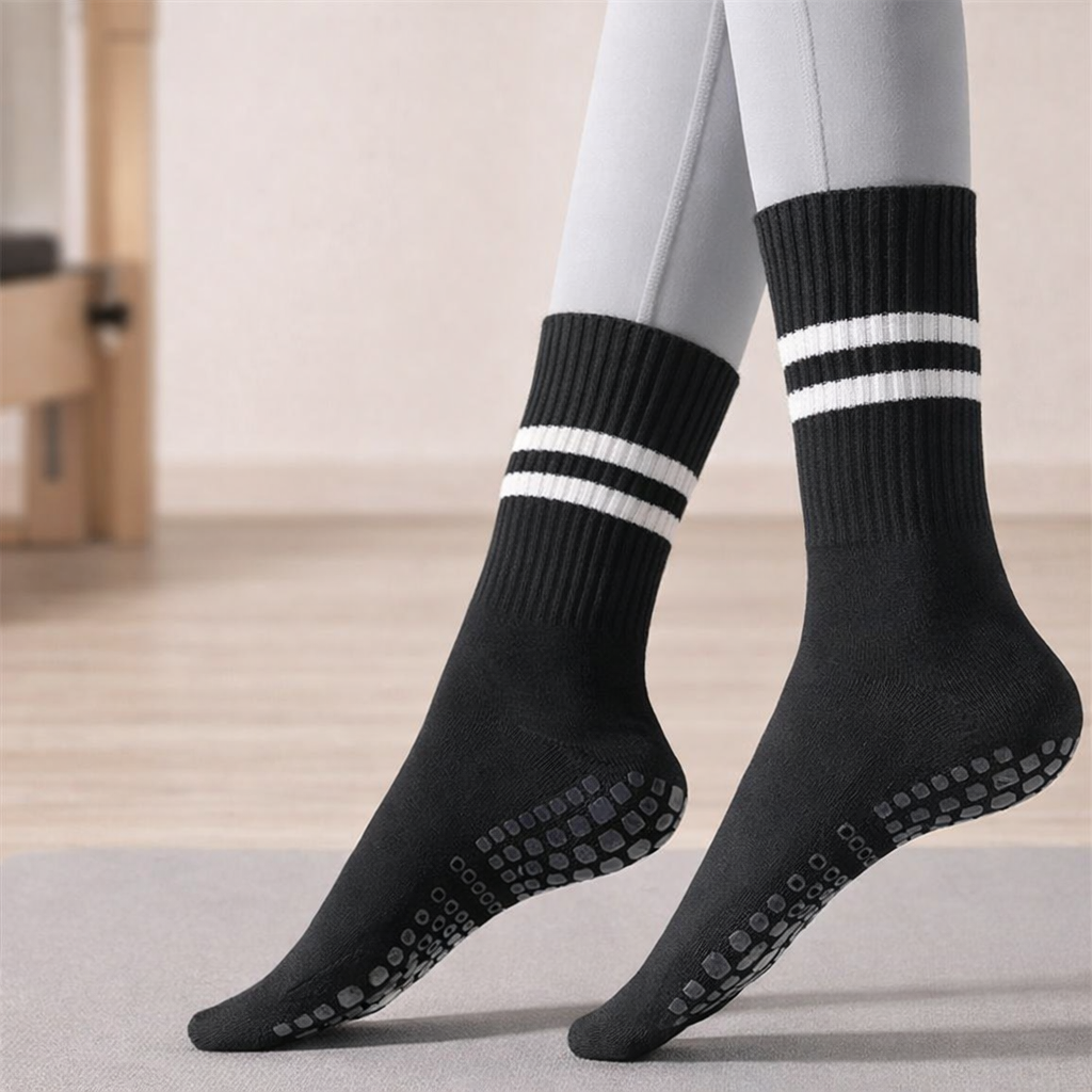 Women's Pilates Socks Silicone Grip - Double-Bar Mid-Leg