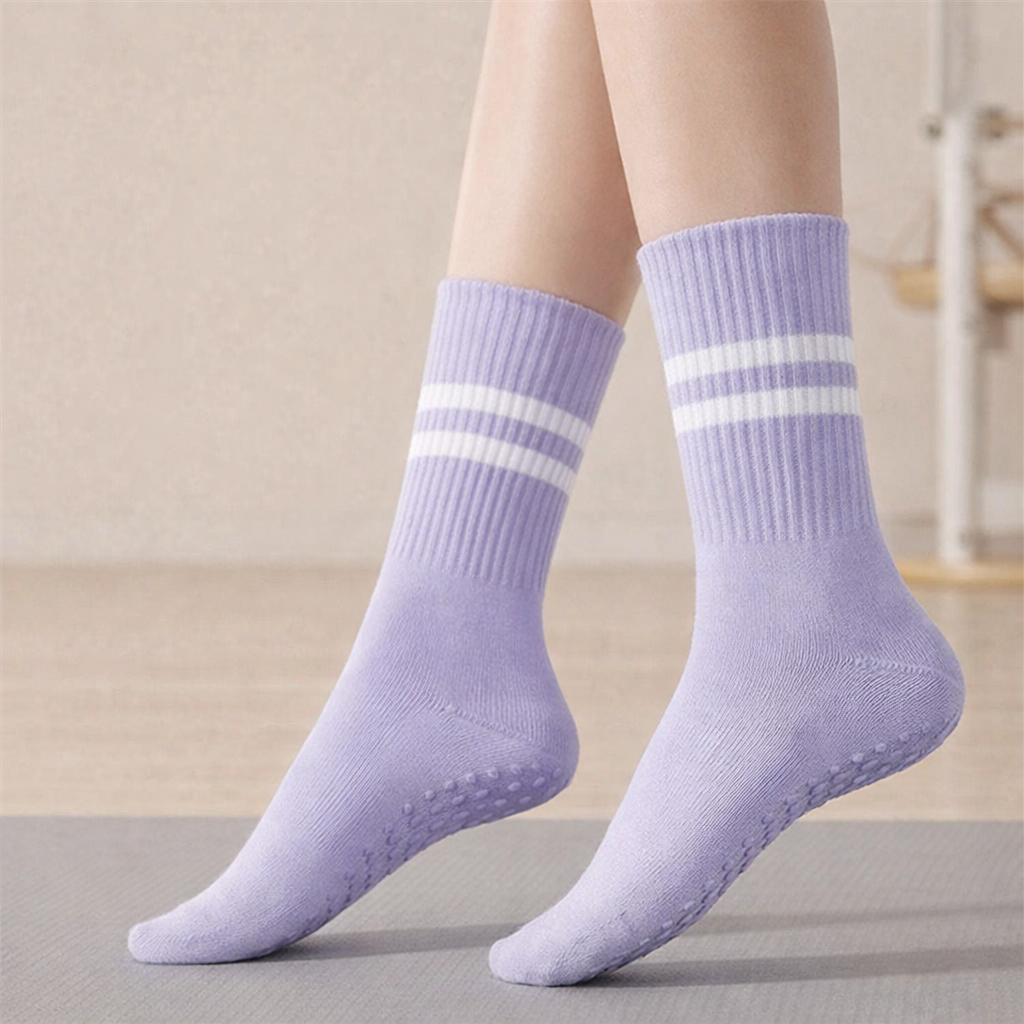 Women's Pilates Socks Silicone Grip - Double-Bar Mid-Leg