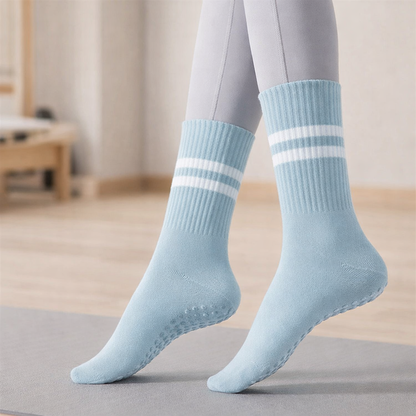 Women's Pilates Socks Silicone Grip - Double-Bar Mid-Leg