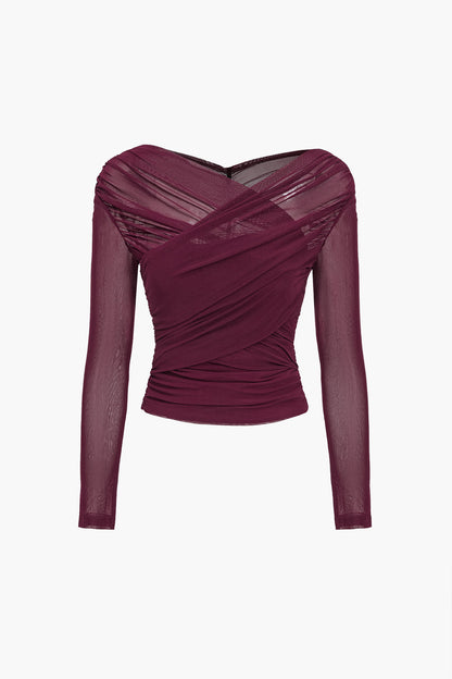 Fern | Women's Ruched Mesh Long Sleeve Top