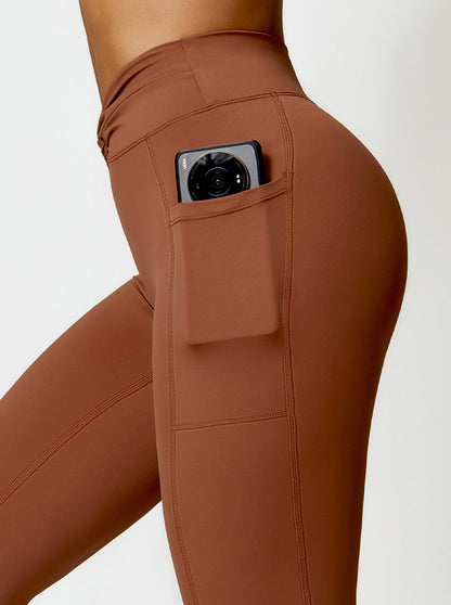 Serafina - Brown High-Waist Figure-Shaping Flared Leggings