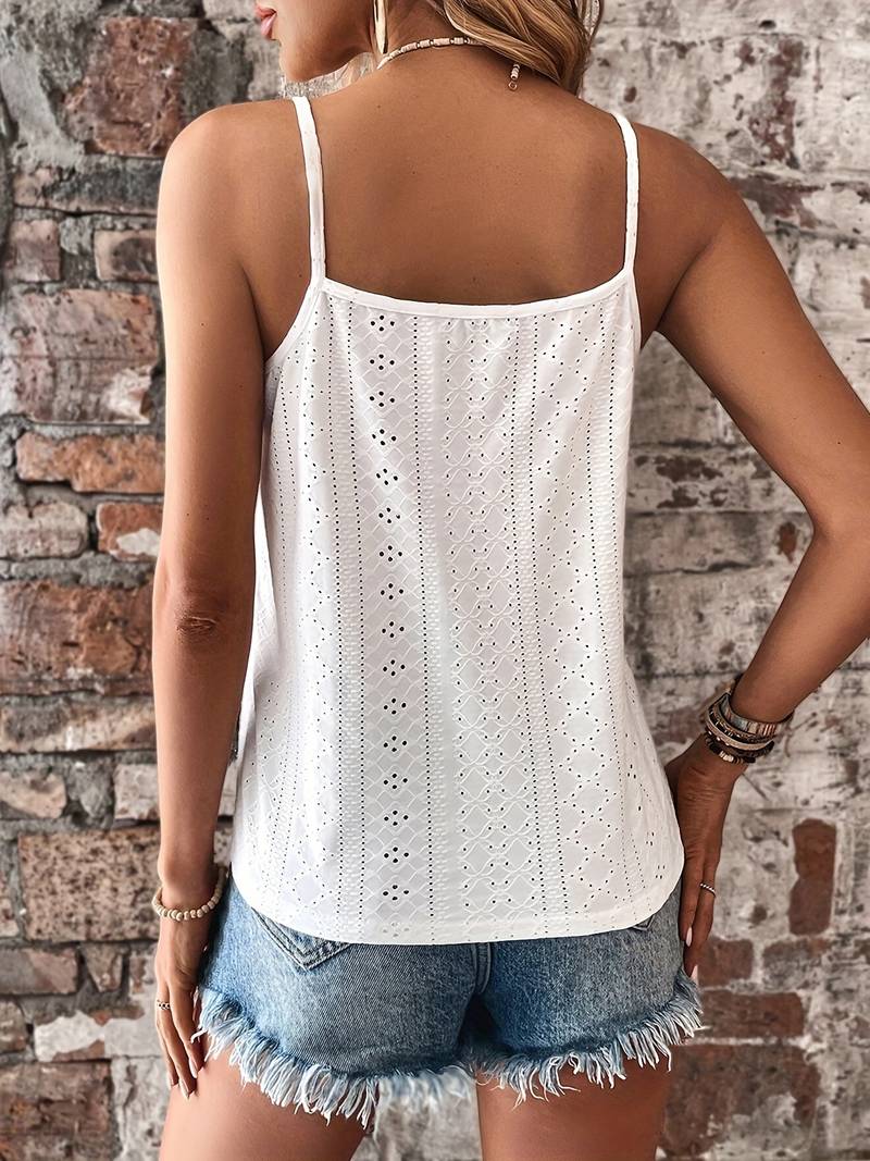 Women’s V-Neck Lace Summer Top with Spaghetti Straps