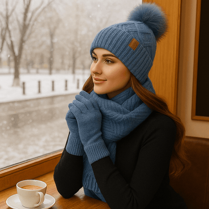 Women's Winter - Hat - Scarf - Gloves Set - Cozy Knit