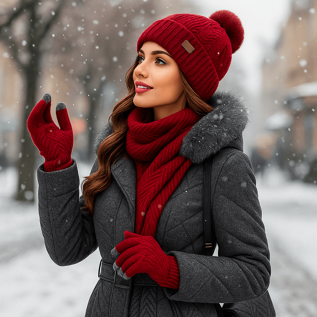Women's Winter - Hat - Scarf - Gloves Set - Cozy Knit