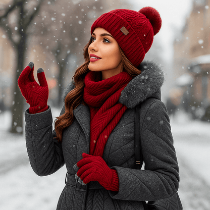 Women's Winter - Hat - Scarf - Gloves Set - Cozy Knit