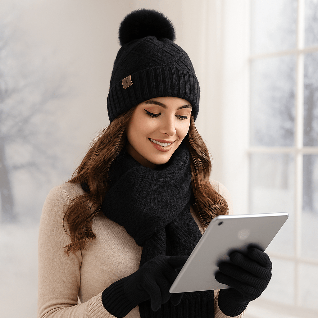 Women's Winter - Hat - Scarf - Gloves Set - Cozy Knit