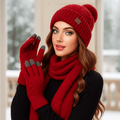 Women's Winter - Hat - Scarf - Gloves Set - Cozy Knit